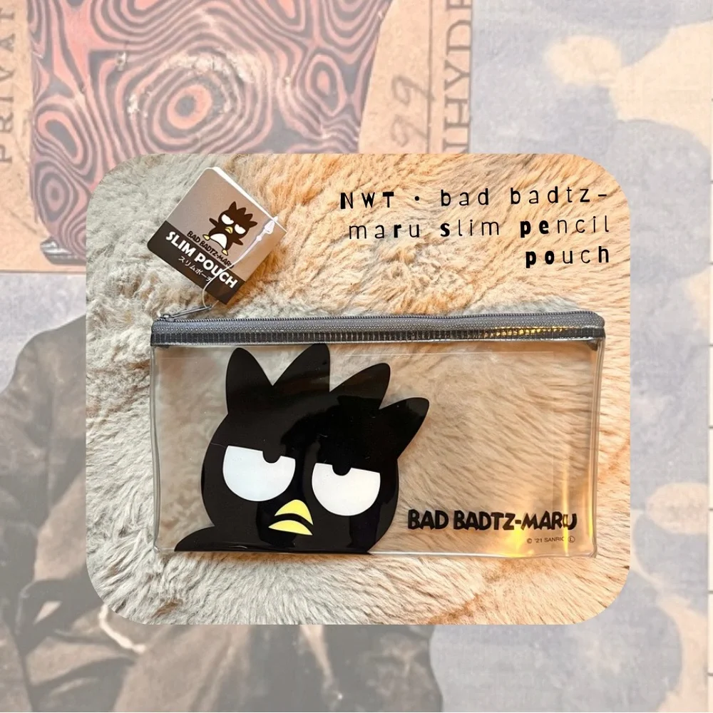 🆕 🎉 set of 2 clear zipper Sanrio pouches featuring Cinnamoroll & Bad Badtz-Maru